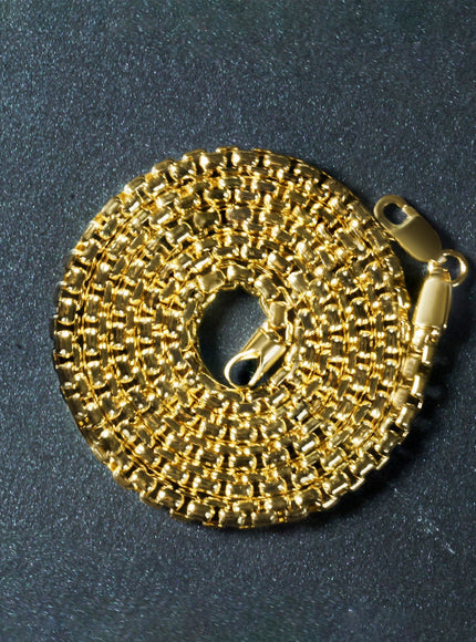 3.4mm 14k Yellow Gold Round Box Chain