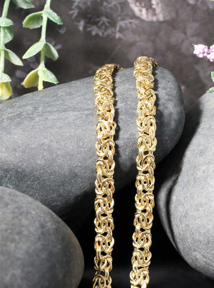 14k Yellow Gold Fancy Byzantine Chain Necklace