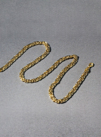 14k Yellow Gold Fancy Byzantine Chain Necklace