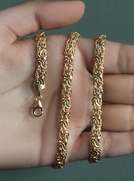 14k Yellow Gold Fancy Byzantine Chain Necklace
