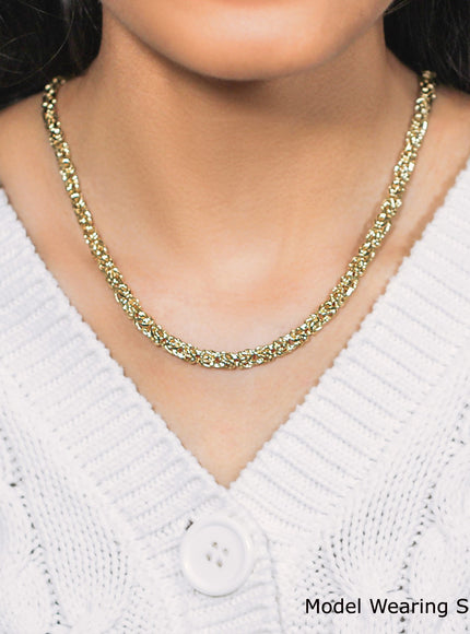 14k Yellow Gold Fancy Byzantine Chain Necklace