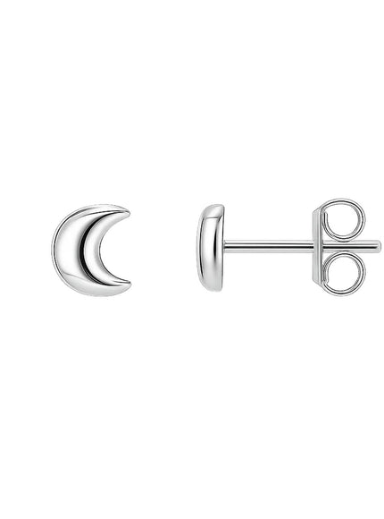14k White Gold Post Earrings with Moons