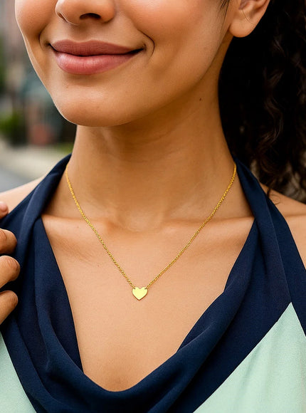 14k Yellow Gold Polished Mini Heart Necklace