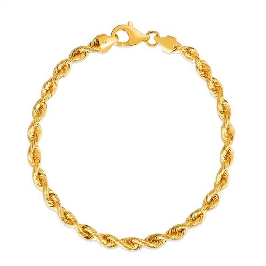 Silk Rope Chain Bracelet in 14k Yellow Gold (4.3 mm)