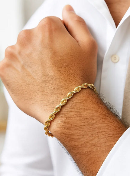 Silk Rope Chain Bracelet in 14k Yellow Gold (4.3 mm)