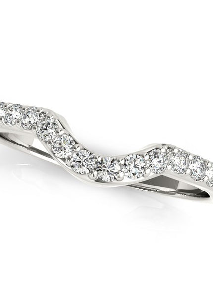 14k White Gold Pave Set Diamond Curved Wedding Band (1/4 cttw)