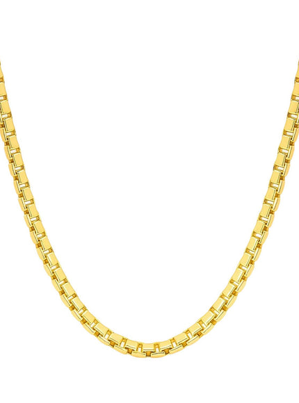 2.5mm 14k Yellow Gold Semi Solid Box Chain