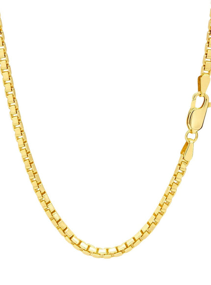 2.5mm 14k Yellow Gold Semi Solid Box Chain