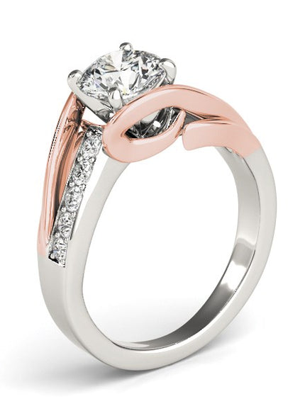 14k White And Rose Gold Bypass Shank Diamond Engagement Ring (1 1/8 cttw)