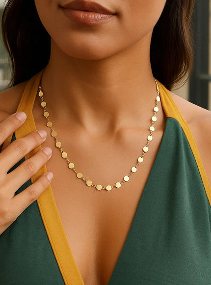 14k Yellow Gold Necklace with Polished Circles