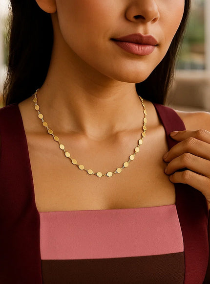 14k Yellow Gold Necklace with Polished Circles