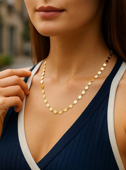 14k Yellow Gold Necklace with Polished Circles