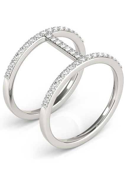 14k White Gold Dual Band Bridge Style Diamond Ring (3/8 cttw)