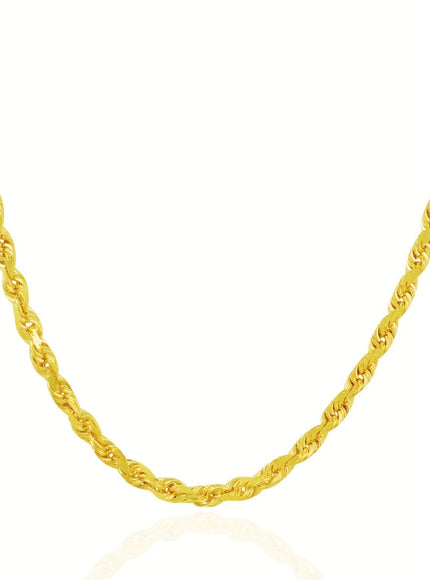 7.0mm 14k Yellow Gold Solid Diamond Cut Rope Chain
