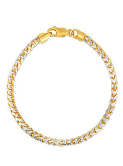 Round Pave Franco Chain Bracelet in 14k Yellow Gold (4.0 mm)