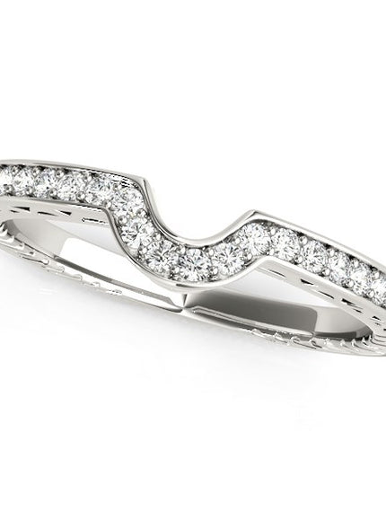 14k White Gold Prong Set Curved Wedding Band (1/8 cttw)