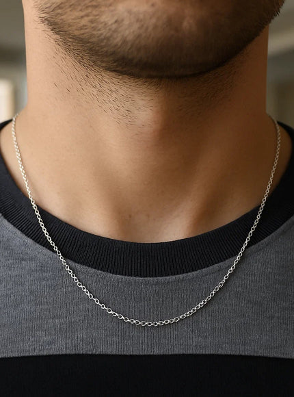 14k White Gold Round Cable Link Chain 1.5mm