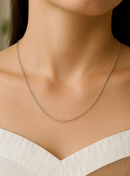 14k White Gold Round Cable Link Chain 1.5mm