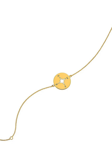 14k Yellow Gold 7 inch Bracelet with Compass
