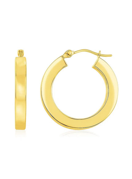 14K Yellow Gold Square Tube Hoop Earrings