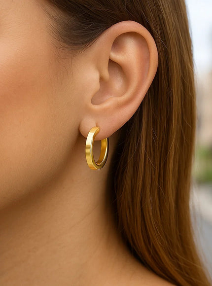 14K Yellow Gold Square Tube Hoop Earrings