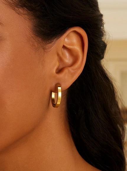 14K Yellow Gold Square Tube Hoop Earrings