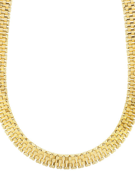 14k Yellow Gold Faceted Panther Link Chain Necklace