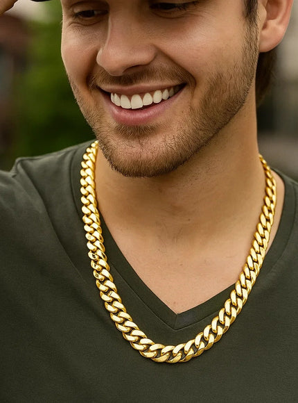 14k Yellow Gold Polished Miami Cuban Chain Necklace