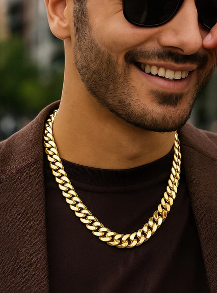 14k Yellow Gold Polished Miami Cuban Chain Necklace