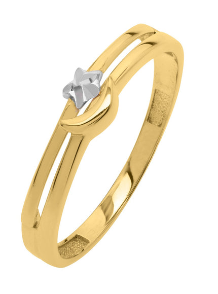 Star & Moon Ring in 10K Two Tone Gold