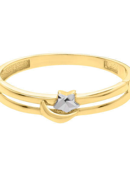 Star & Moon Ring in 10K Two Tone Gold