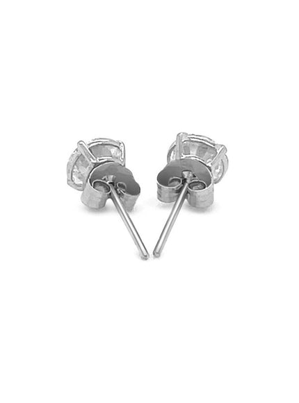 14k White Gold Stud Earrings with White Hue Faceted Cubic Zirconia - Ellie Belle