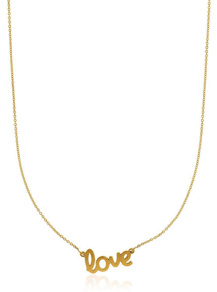 14k Yellow Gold Script LOVE Necklace