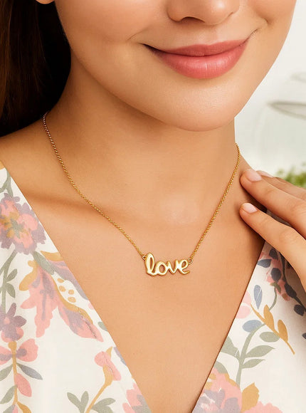 14k Yellow Gold Script LOVE Necklace