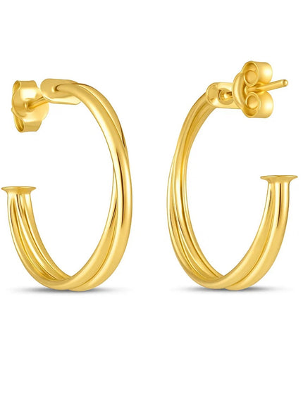 14k Yellow Gold Large Crossover Hoops
