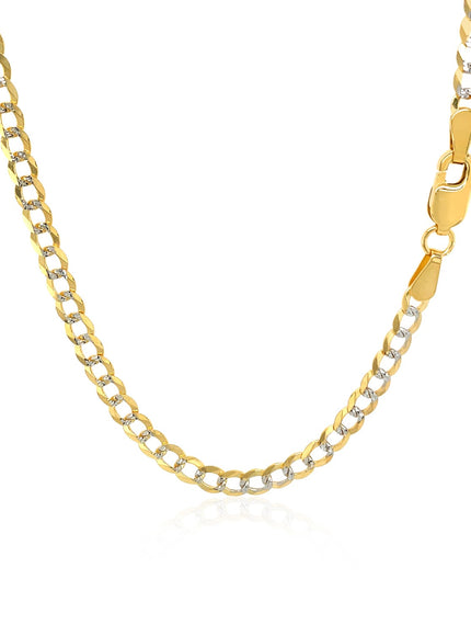 3.2 mm 14k Two Tone Gold Pave Curb Chain