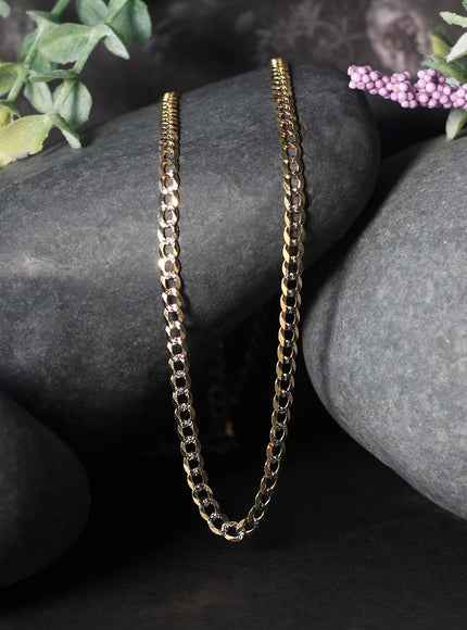 3.2 mm 14k Two Tone Gold Pave Curb Chain