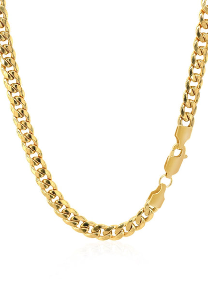 4.5mm 14k Yellow Gold Miami Cuban Semi Solid Chain