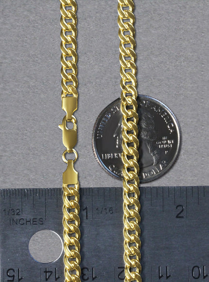 4.5mm 14k Yellow Gold Miami Cuban Semi Solid Chain