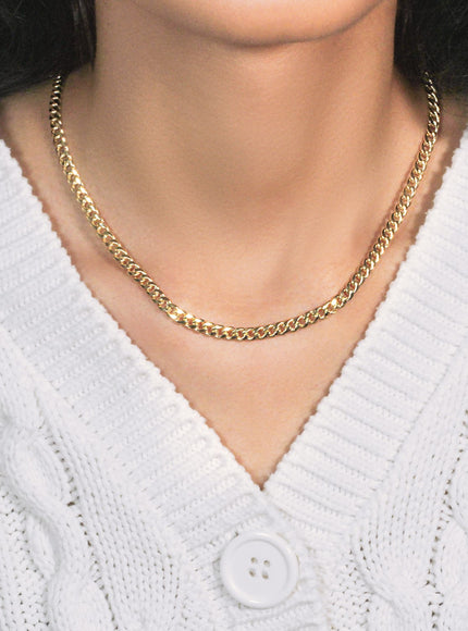 4.5mm 14k Yellow Gold Miami Cuban Semi Solid Chain