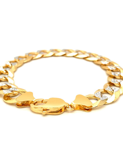 12.18 mm 14k Two Tone Gold Pave Curb Bracelet