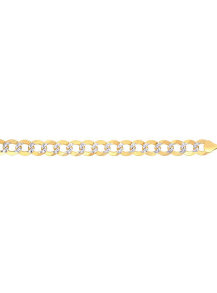 12.18 mm 14k Two Tone Gold Pave Curb Bracelet