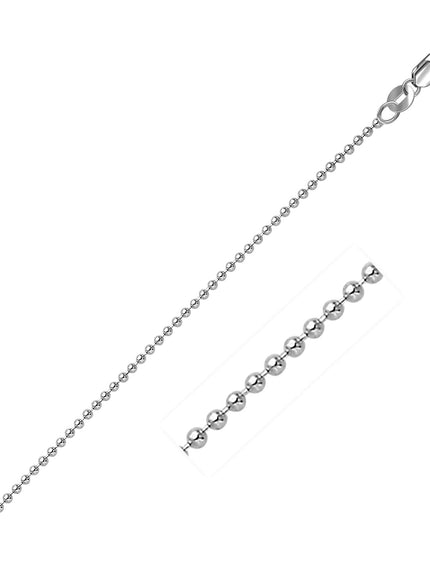 14k White Gold Bead Chain 1.5mm