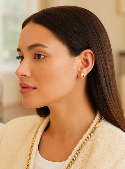 14k Yellow Gold Spherical Stud Earrings (8.0 mm)