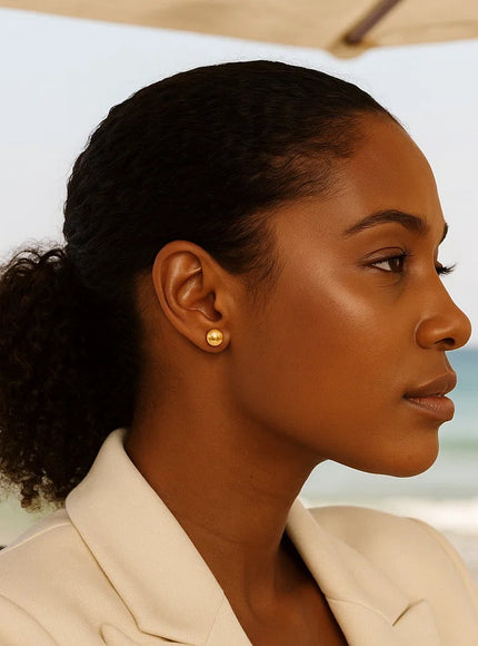 14k Yellow Gold Spherical Stud Earrings (8.0 mm)