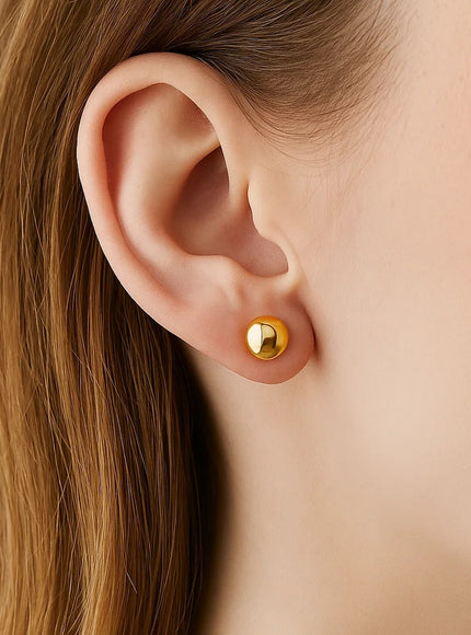 14k Yellow Gold Spherical Stud Earrings (8.0 mm)