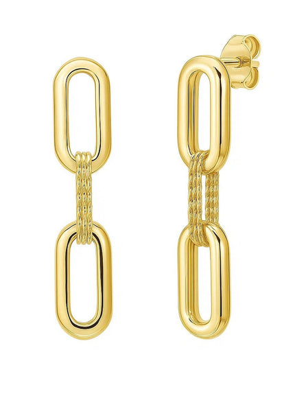 14K Yellow Gold Mini Diamante Paperclip Earrings