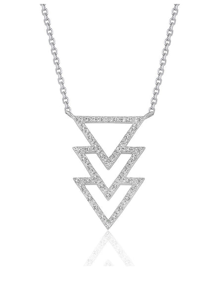 Triple Triangle Pendant with Diamonds in 14k White Gold (1/5 cttw)