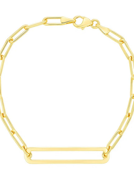 14k Yellow Gold High Polish Open Curved Paperclip Bracelet