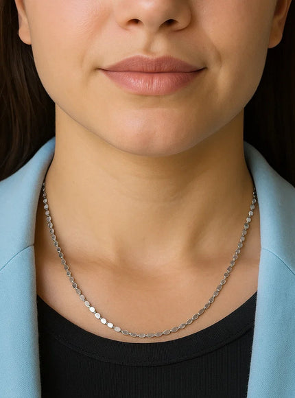 2.2mm 14k White Gold Oval Mirror Chain